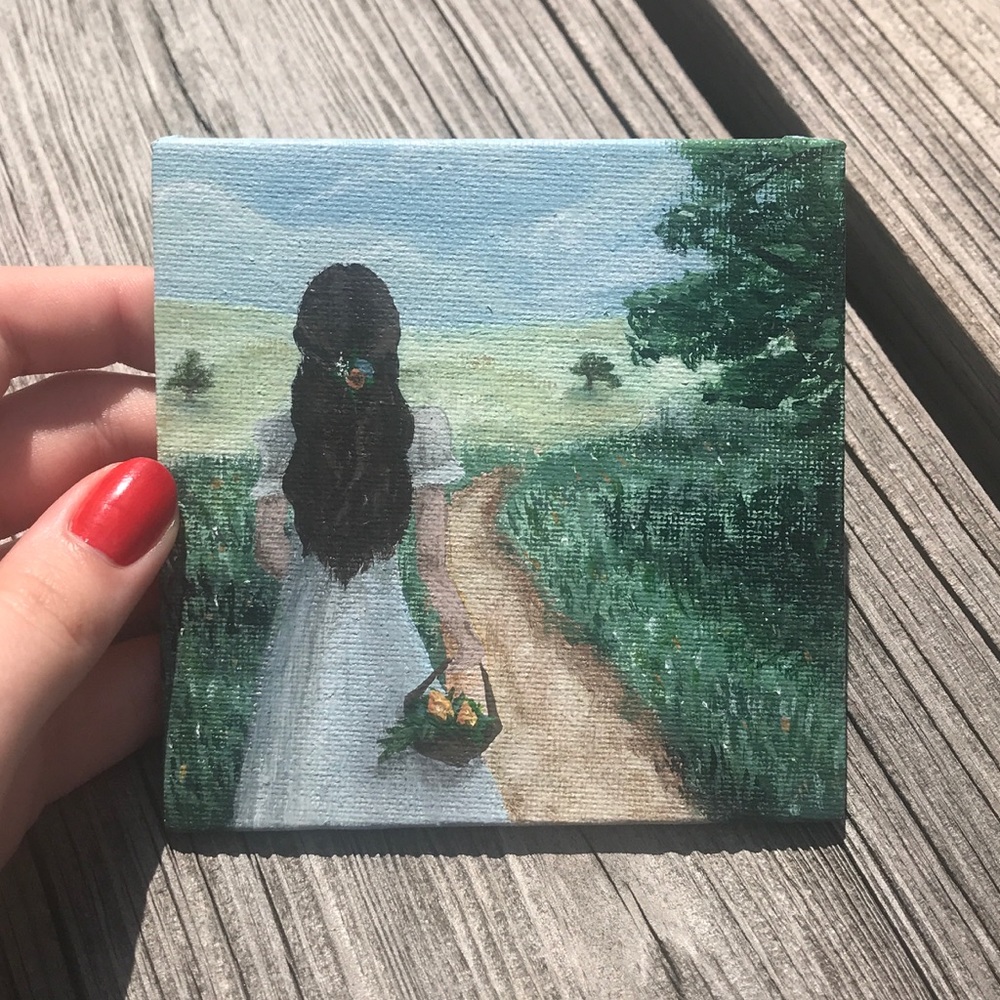 !French Countryside Original Acrylic Painting Art!